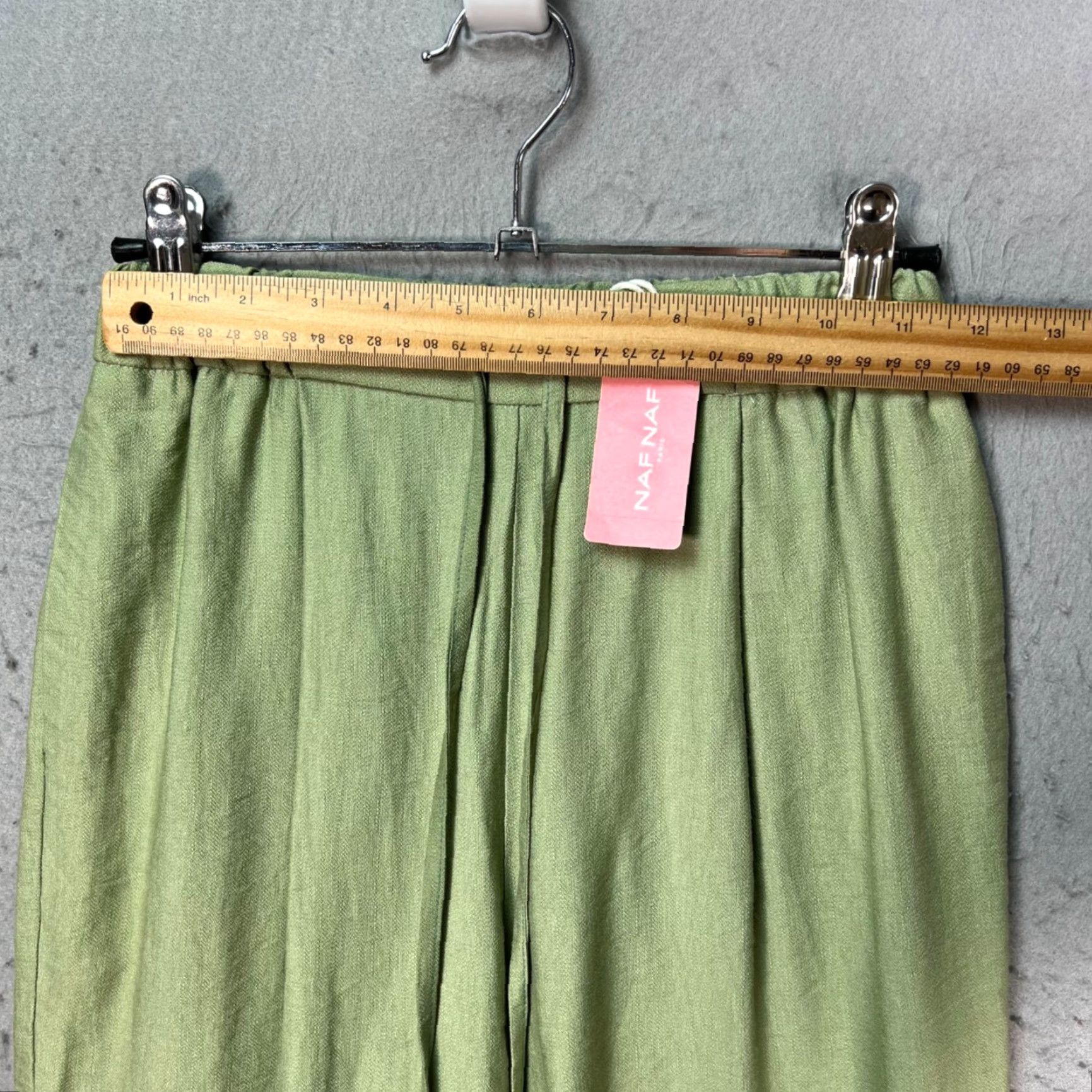 Vintage VINTAGE Naf Naf Paris Womens High-Waisted Pants 34 Green Viscose Blend Pleated 30in Ankle Womens Size 24" / US 00 / IT 34 - 7 Thumbnail