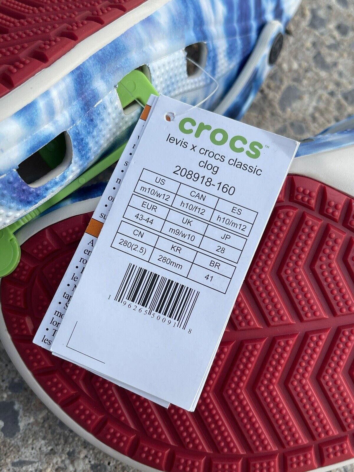 Crocs Levi's x Crocs Men's Sz 10 Limited Edition Jibbitz 501 Blue Size US 10 / EU 43 - 6 Thumbnail