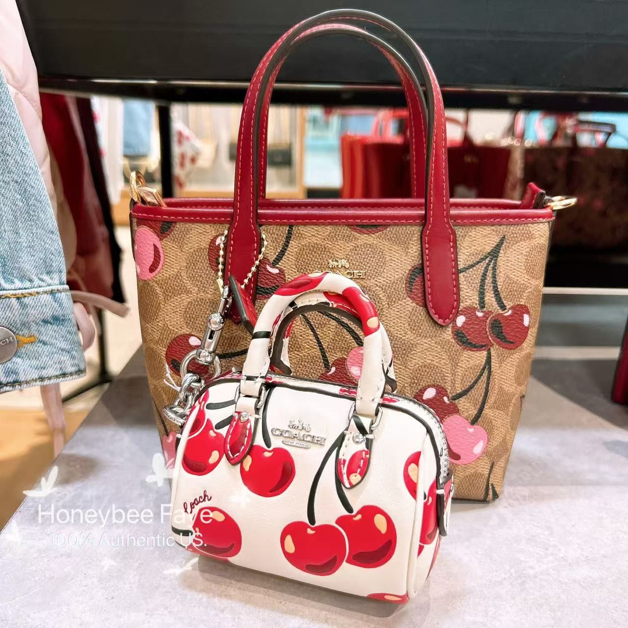 Coach 🍒 Mini Rowan Bag Charm With Cherry Print CZ082 Size ONE SIZE - 4 Thumbnail