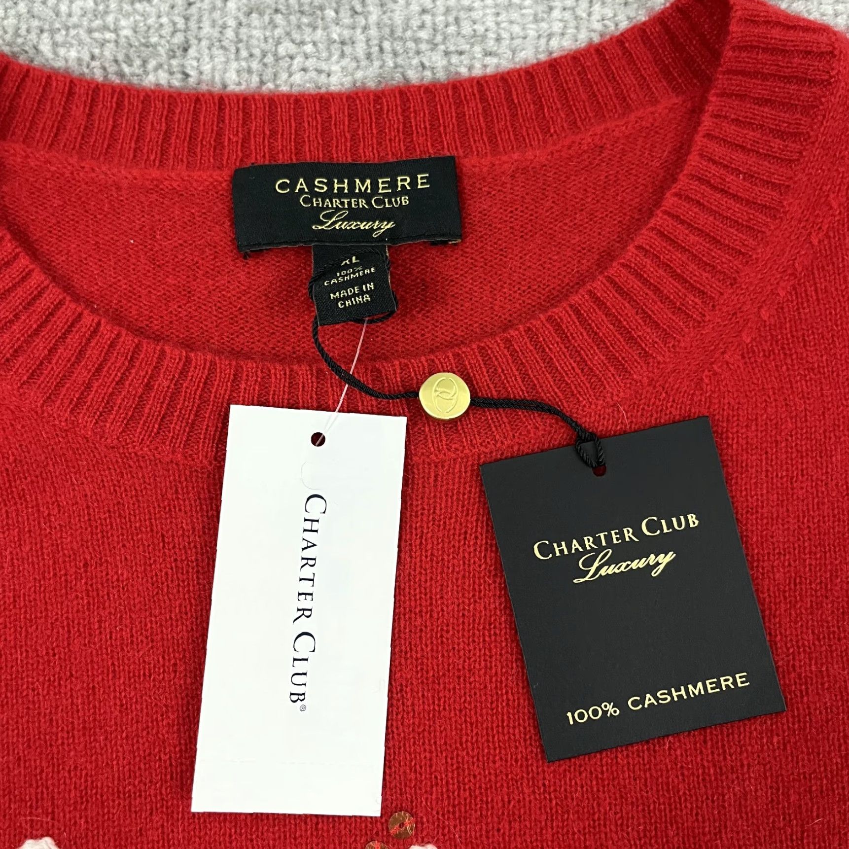 Charter Club CHARTER CLUB Sweater Womens XL Red 100% Cashmere Be Kind Jolly Holiday Luxury Size XL / US 12-14 / IT 48-50 - 3 Thumbnail