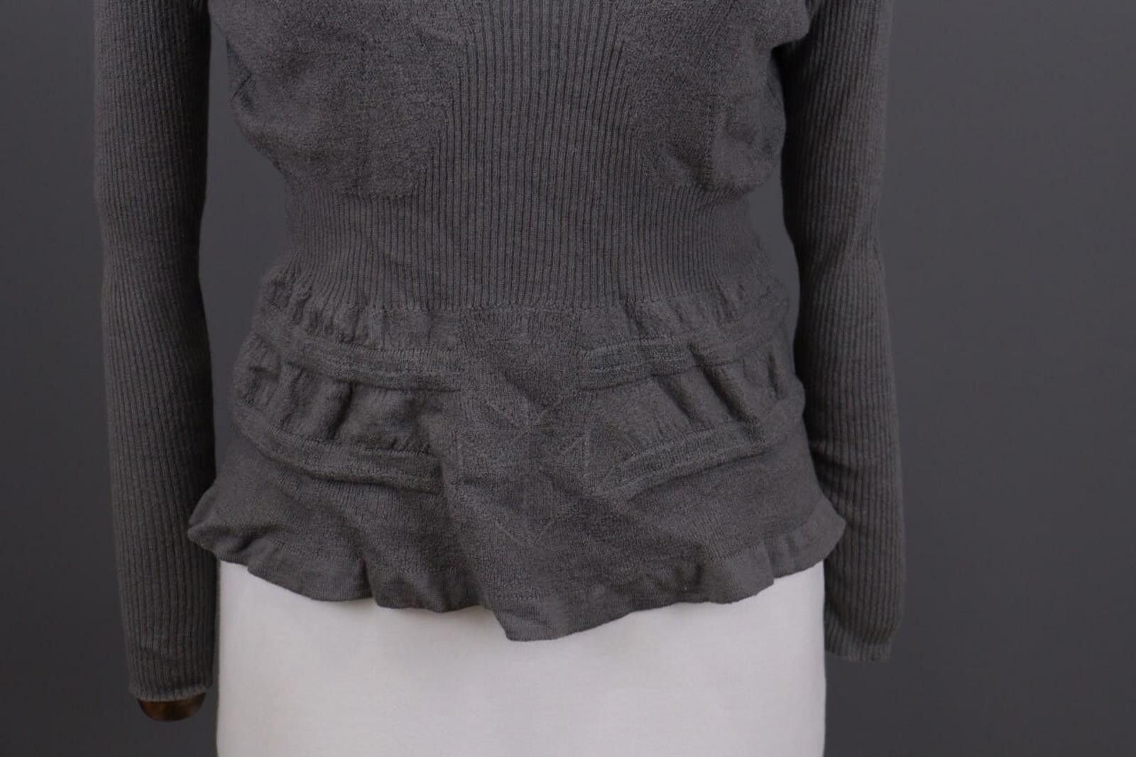 Designer High Use Gray Relaxed Wool Asymmetrica Blouse Top Size S Size S / US 4 / IT 40 - 3 Thumbnail