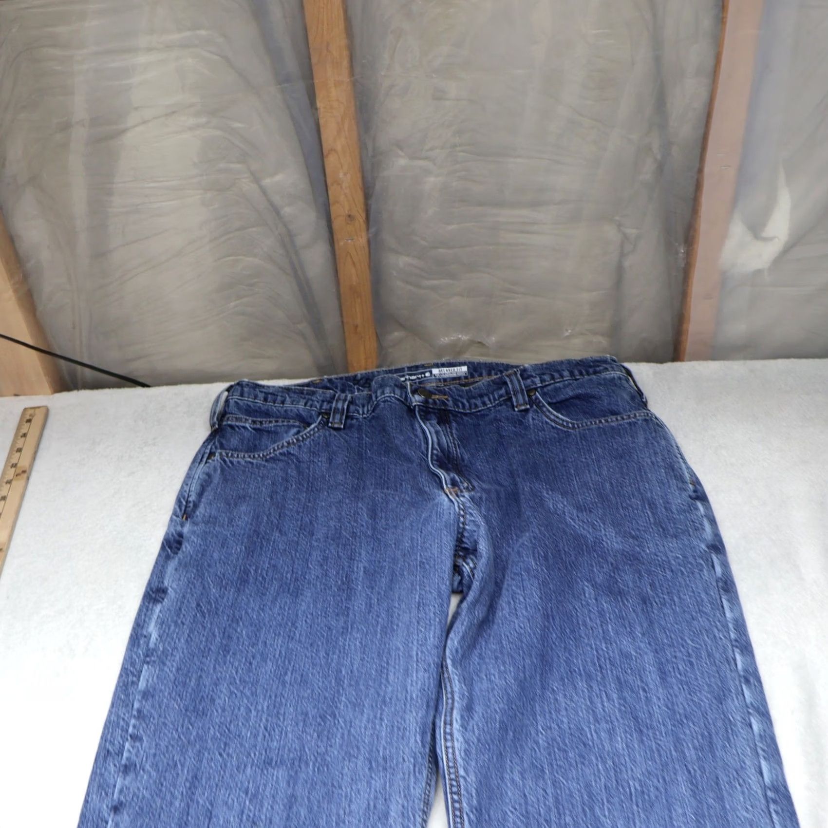 Carhartt VINTAGE Carhartt Work Jeans Mens 38x30 Medium Wash Denim Relaxed Straight Flannel Lined Jeans Mens Size US 38 / EU 54 - 2 Thumbnail