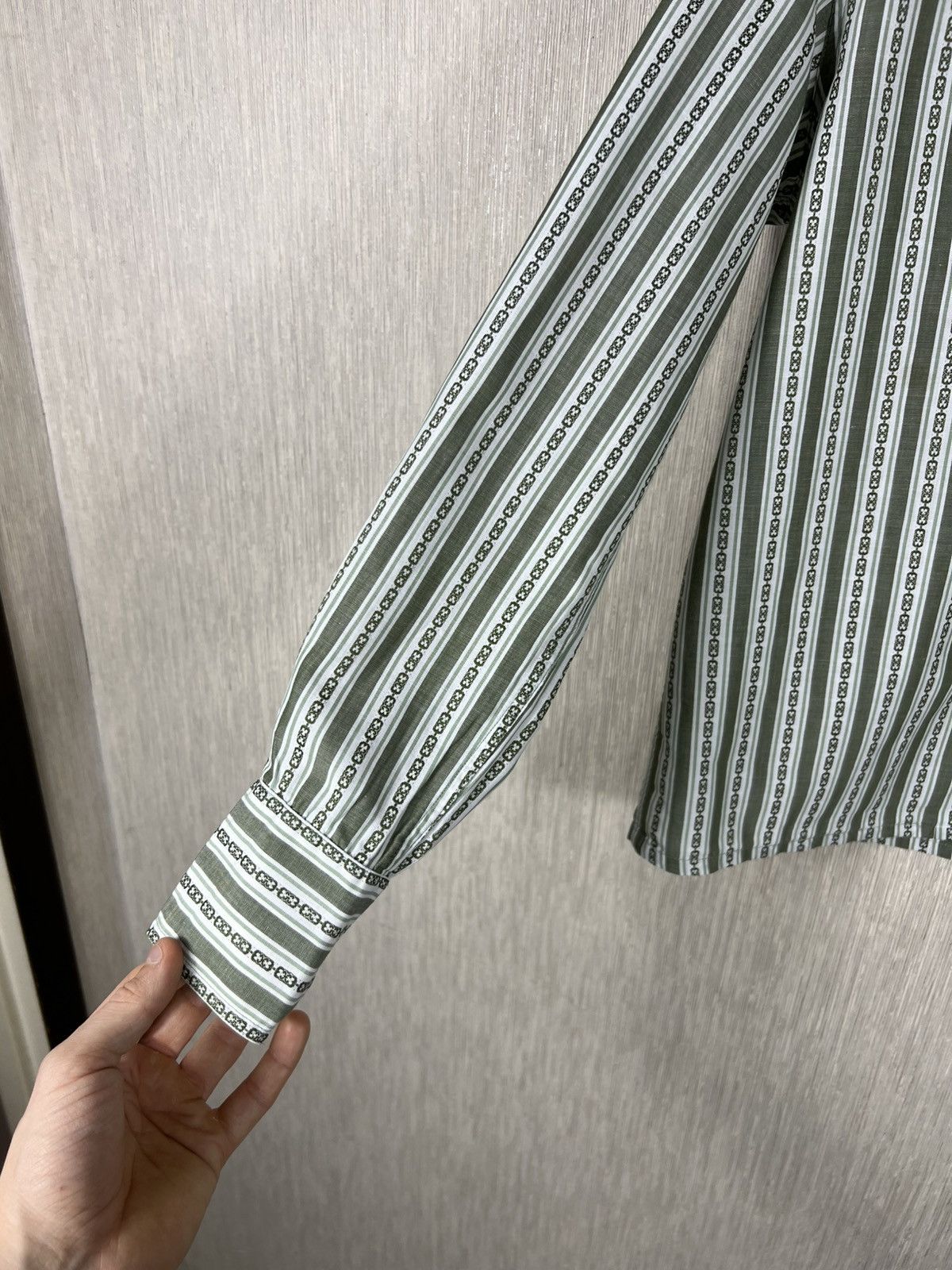 Celine Vintage Celine striped chain logo button up shirt luxury Size S / US 4 / IT 40 - 7 Thumbnail