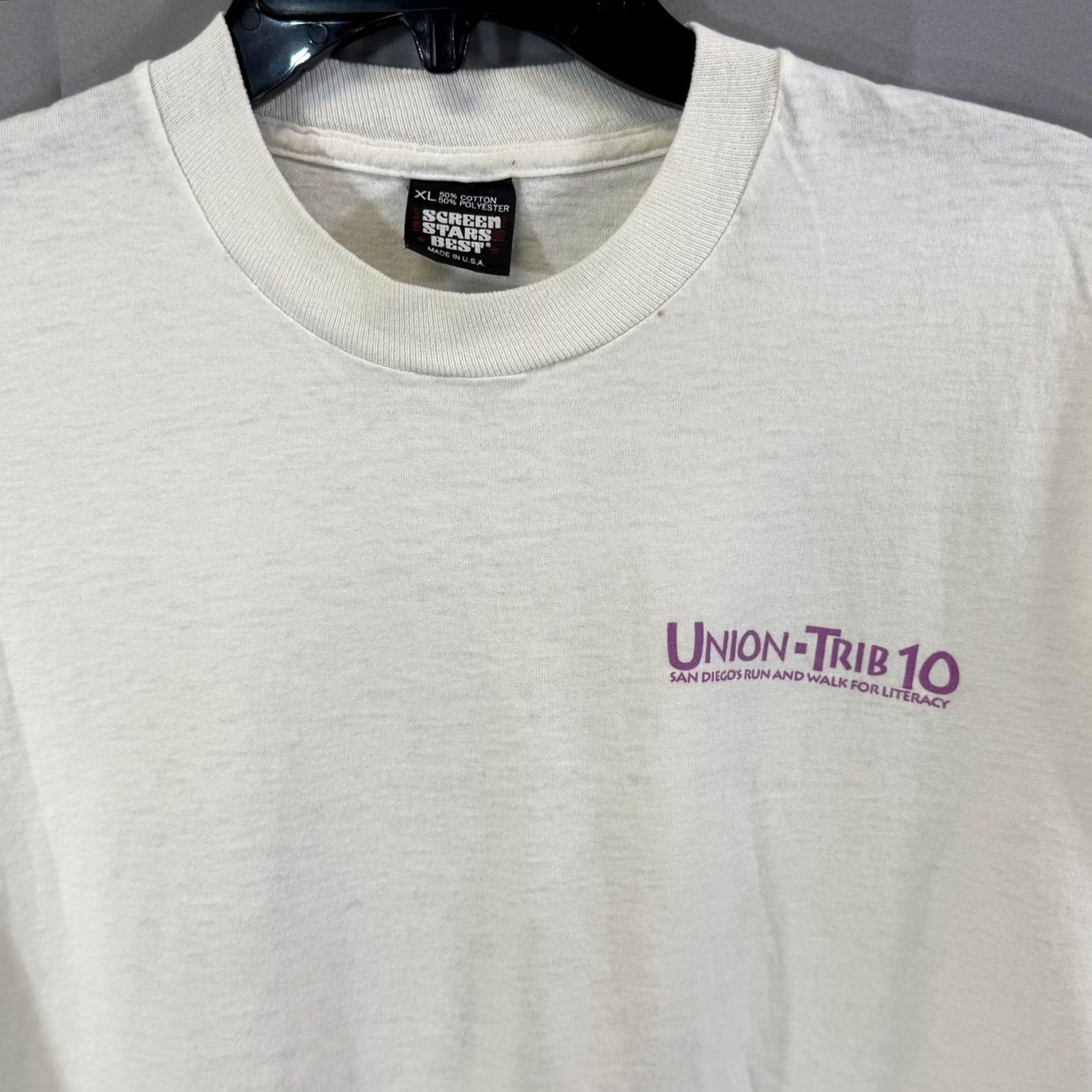 Vintage VINTAGE Union-Trib 10 Shirt Mens XL White San Diego Run Walk Literacy Graphic 90s Size US XL / EU 56 / 4 - 3 Thumbnail