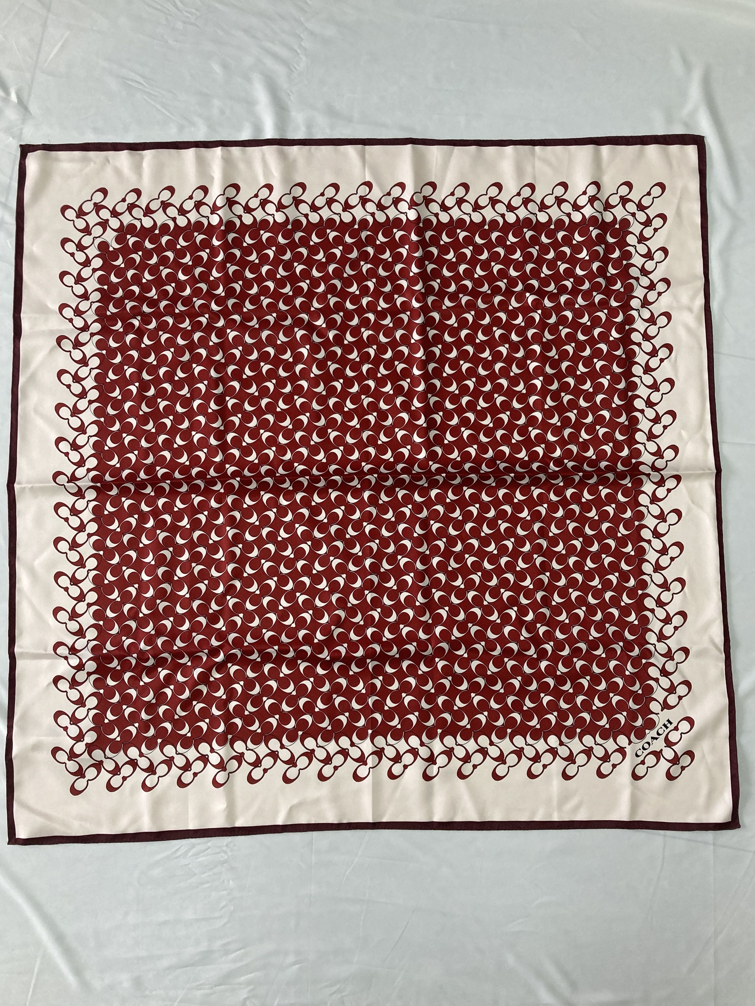 Coach Coach Signature Silk Square Scarf Red/Violet Size ONE SIZE - 1 Thumbnail