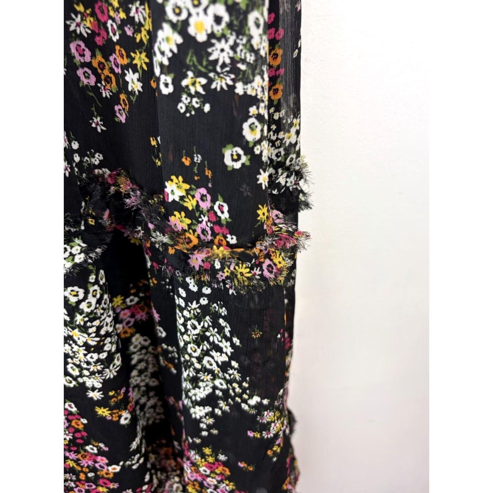 Vintage Sam and Jess Midi Dress Womens Large Black Floral Ruffle Lined Wedding Size L / US 10 / IT 46 - 4 Thumbnail