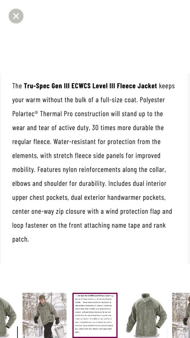 Tru-Spec TRU-SPEC Level 3 ECWCS Polar Fleece Jacket XLT Size US XL / EU 56 / 4 - 6 Thumbnail