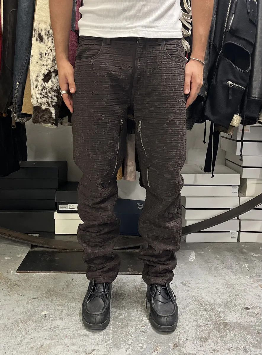 Givenchy SS2021 Givenchy Brown 2 Zips Distressed Biker Pants Size US 34 / EU 50 - 3 Thumbnail