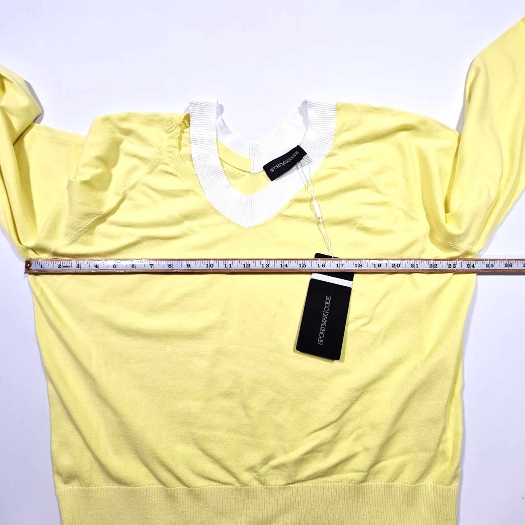 Sportmax SportMax Womens Jumper Yellow L Long Sleeve V-Neck Pullover Knit Top Size L / US 10 / IT 46 - 7 Thumbnail