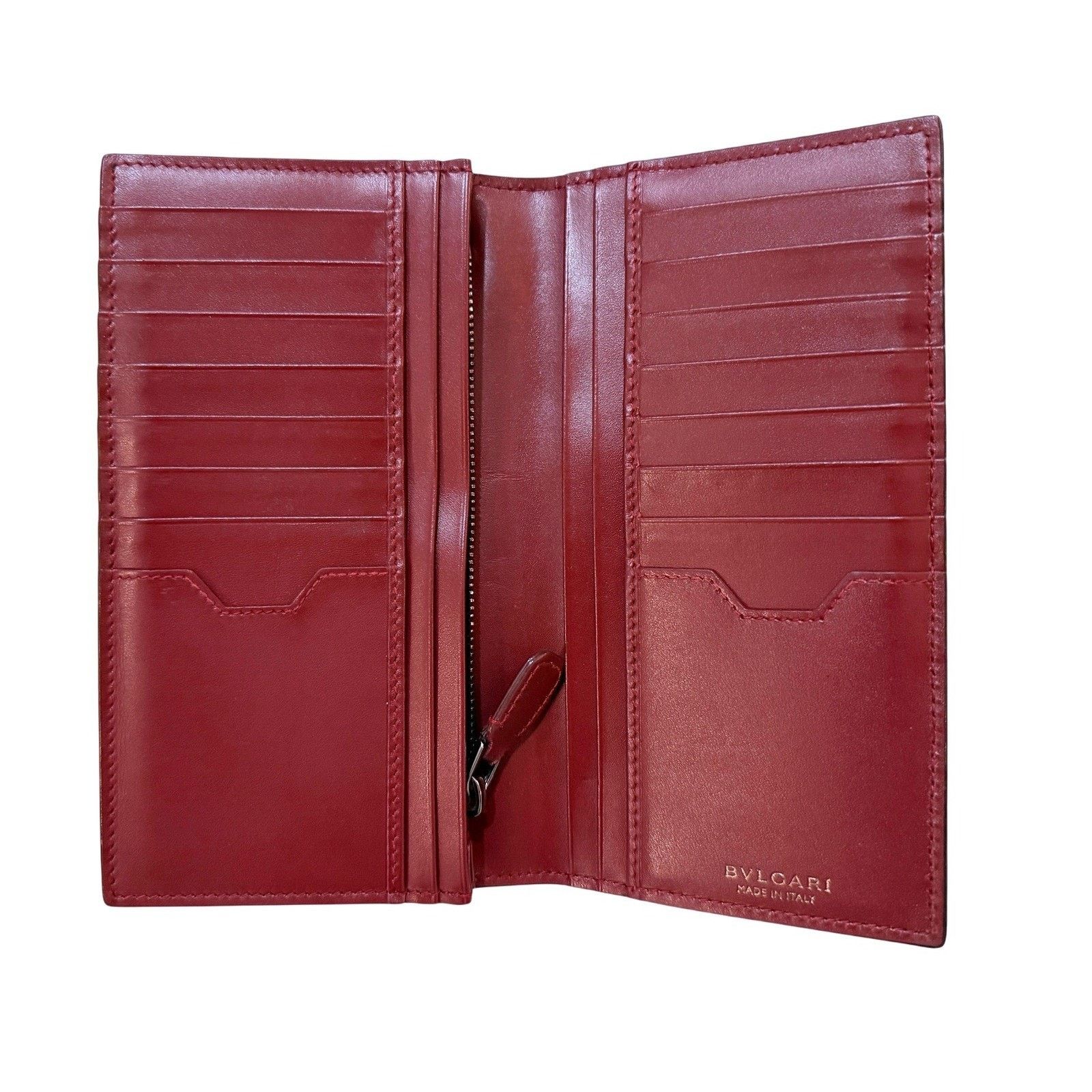 Bvlgari BVLGARI Wallet Womens Black Leather Burgundy Interior Italy Size ONE SIZE - 3 Thumbnail