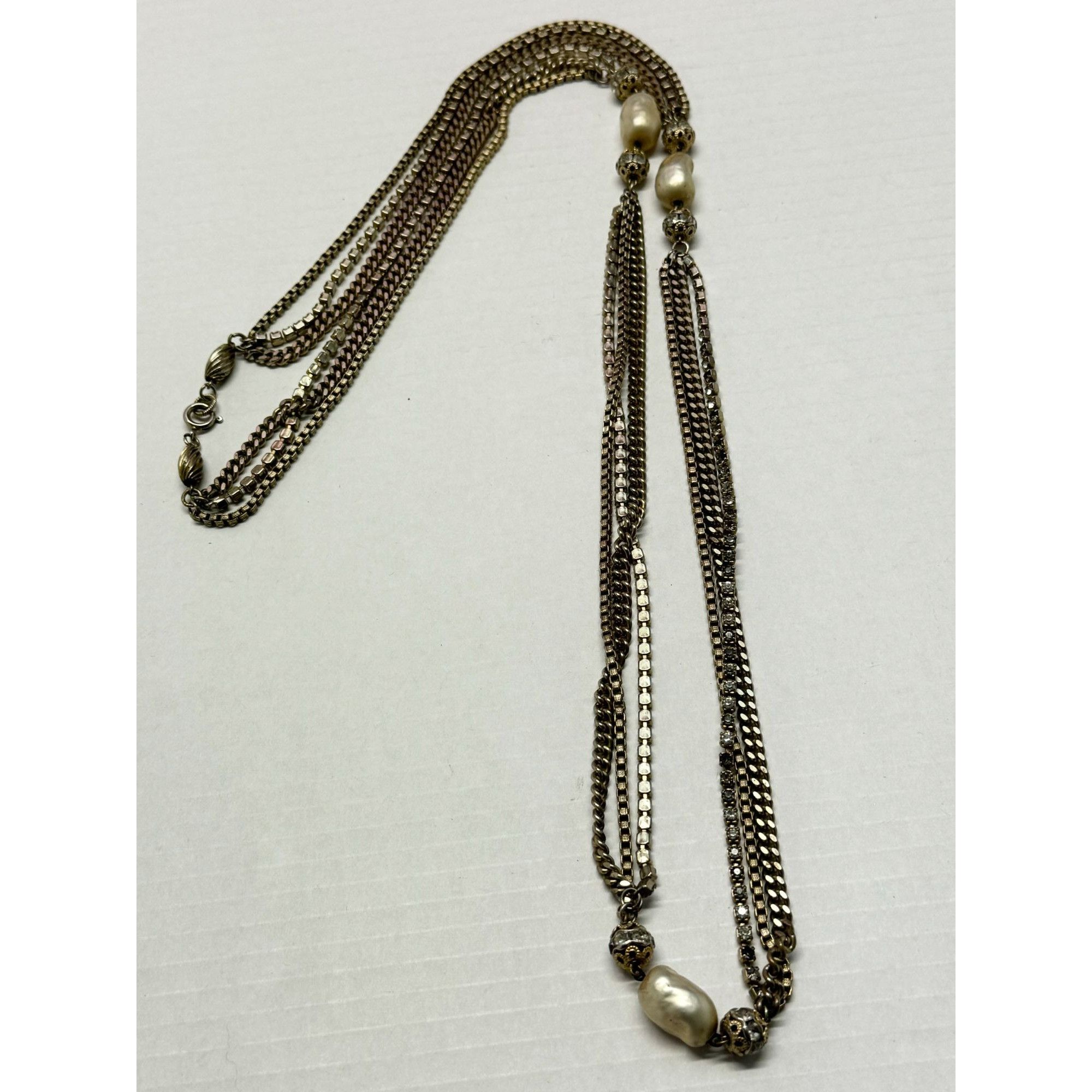 Vintage Vintage multi chain beaded pearl rhinestone necklace Size ONE SIZE - 1 Thumbnail
