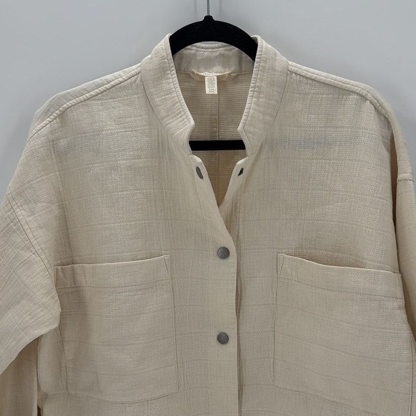 Eileen Fisher Eileen Fisher Ivory Cotton mandarin collar oversized Jacket Size S / US 4 / IT 40 - 4 Thumbnail