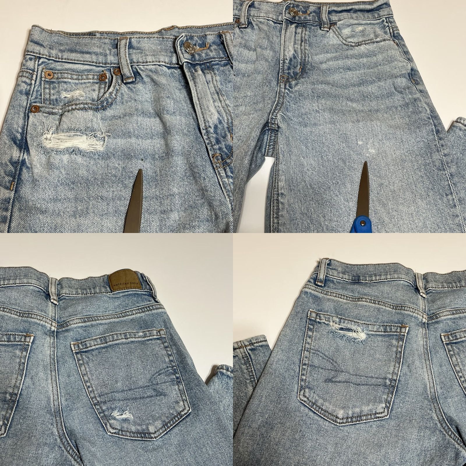 American Eagle Outfitters American Eagle Outfitters Jeans Womens 2 XShort (27x24.5) Blue Wide-Leg Stovepipe Distressed 90s Grunge Hipster Denim Size 26" / US 2 / IT 38 - 9 Thumbnail