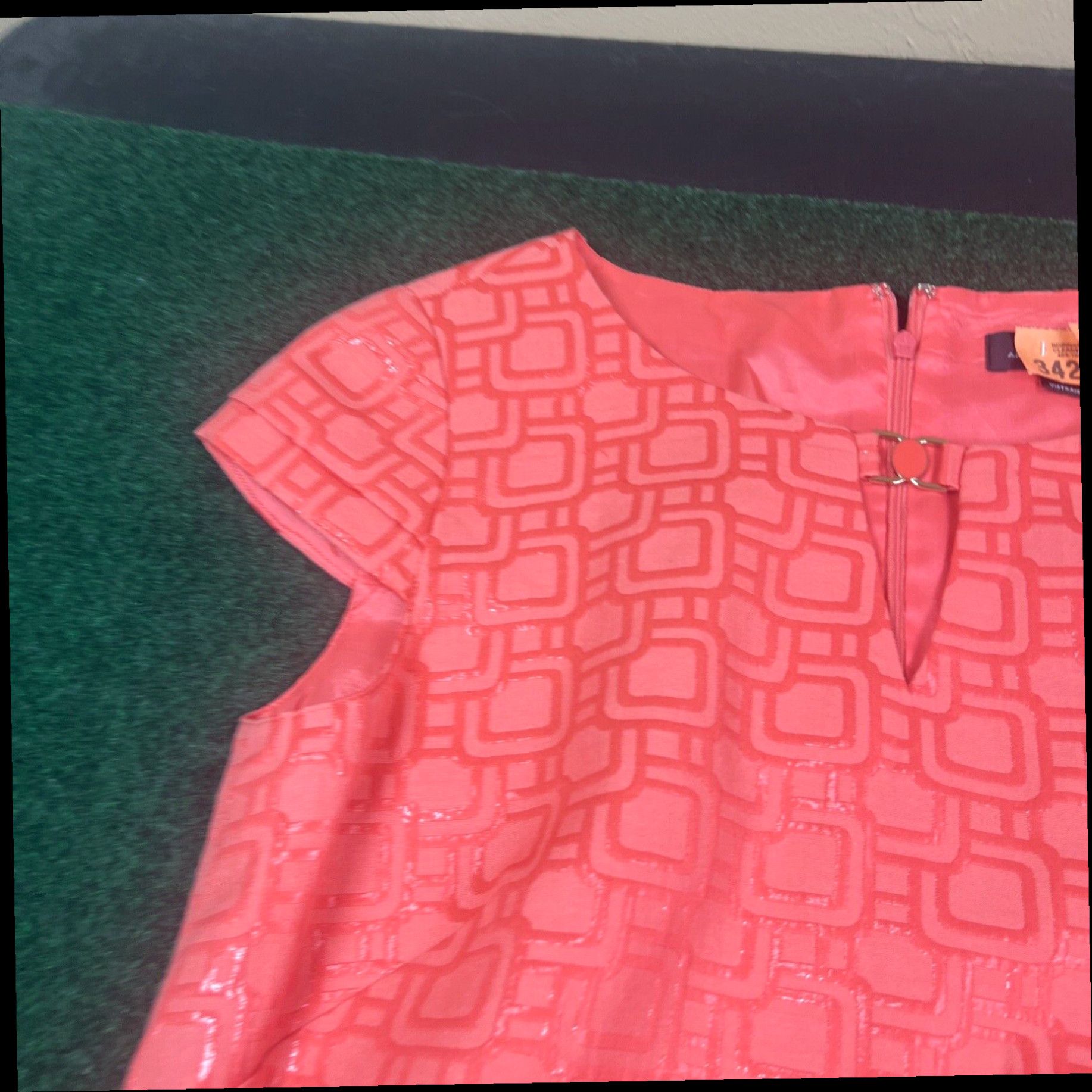 Vintage Tahari Arthur S. Levine Dress with Detailed Waistline Women's Sz 8 Coral Salmon Size M / US 6-8 / IT 42-44 - 4 Thumbnail