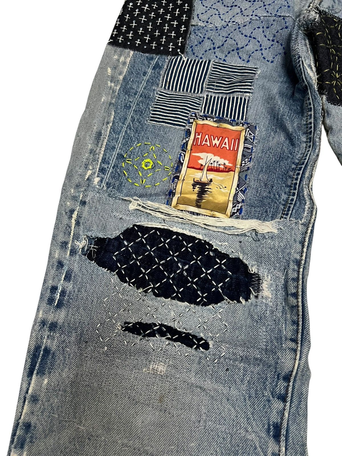 Levi's Reconstruc💥Vintage 70’Levis 501 Rindem Selvedge Sashiko Boro Size US 32 / EU 48 - 4 Thumbnail