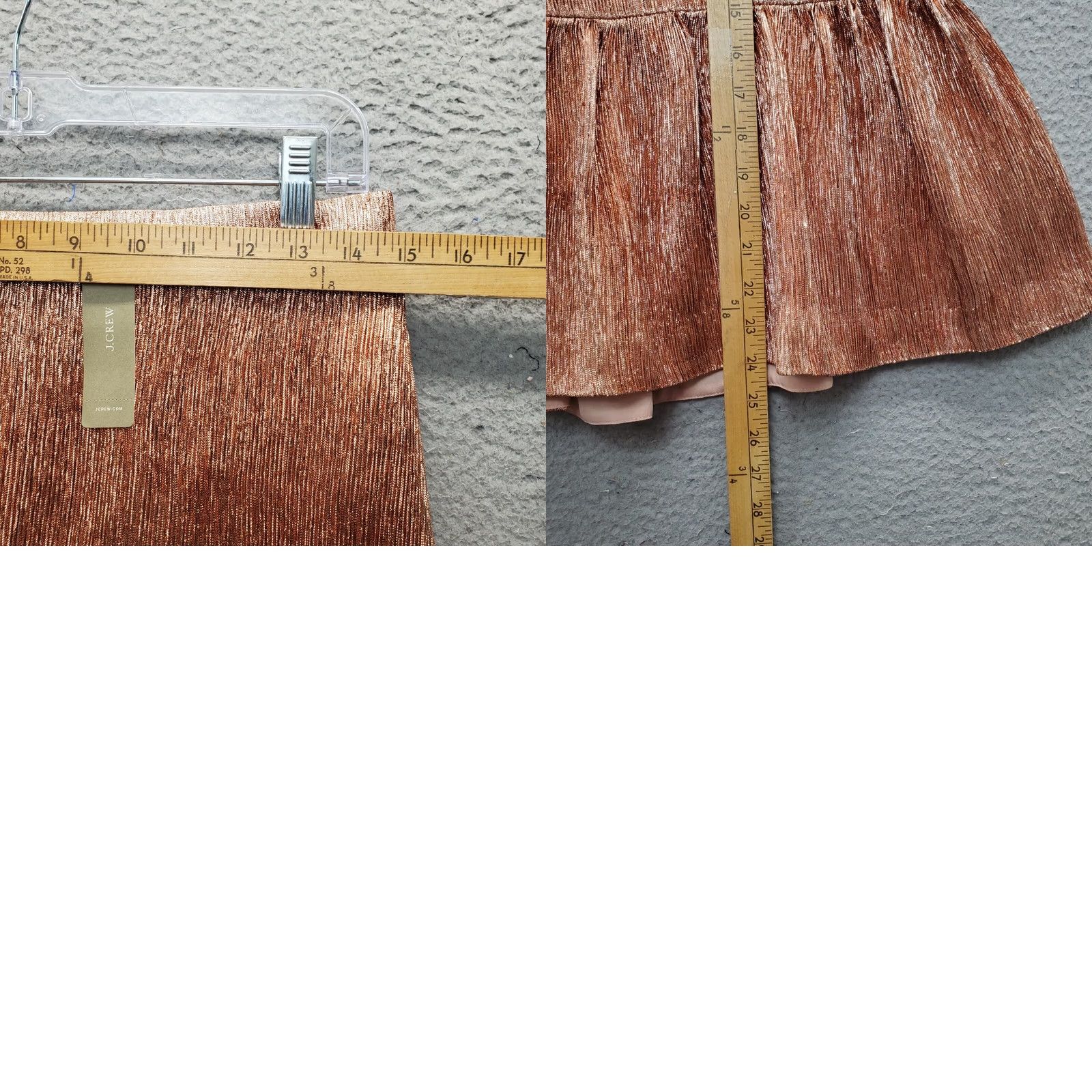 J.Crew J.CREW Fit & Flare Skirt Womens 8 Multi Copper Metallic Stretch Pleated Back Zip Size 30" / US 8 / IT 44 - 8 Thumbnail