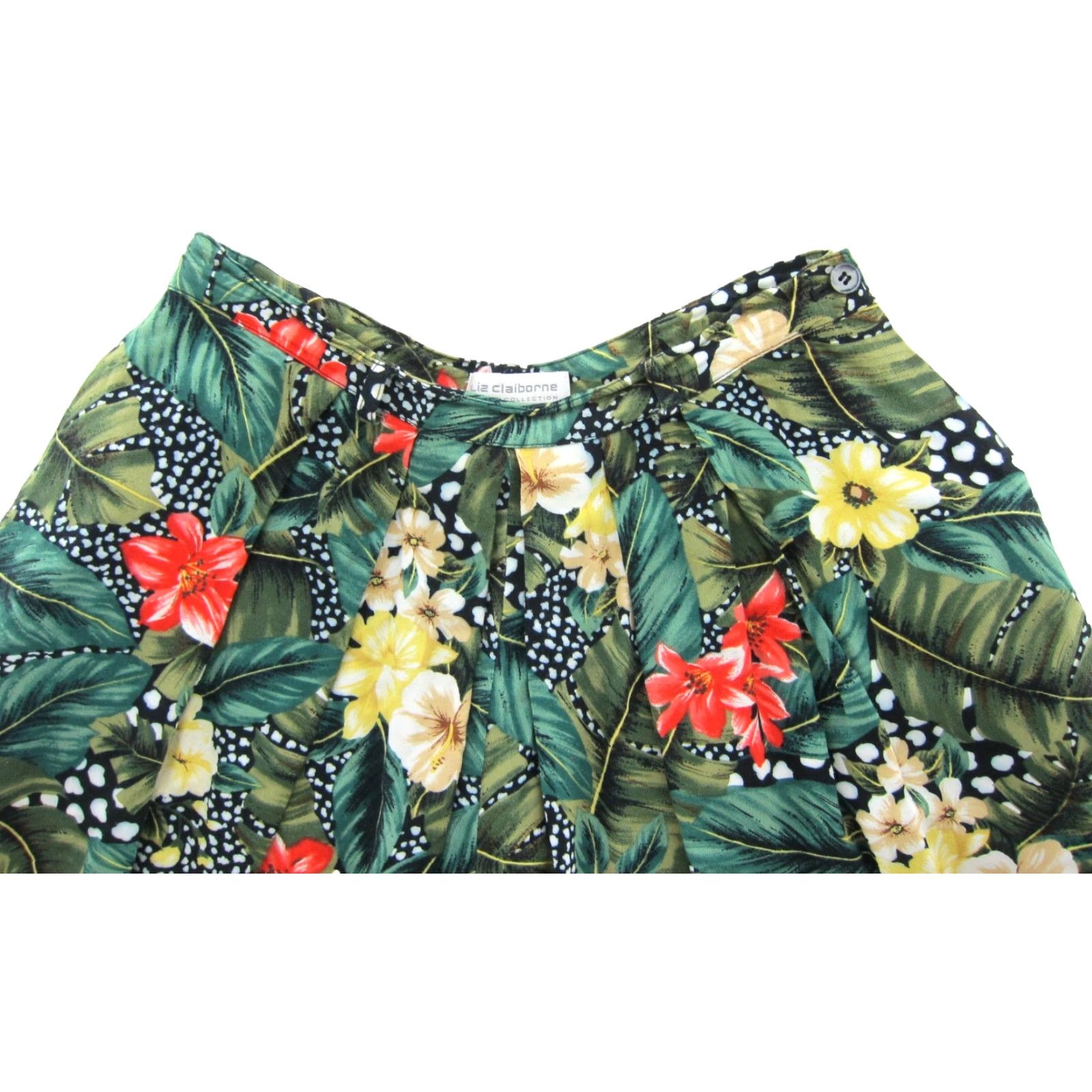 Liz Claiborne VTG Liz Claiborne Bermuda Shorts Floral Pocket High Rise Rayon Green Pink Yellow Small Womens Size 28" / US 6 / IT 42 - 3 Thumbnail