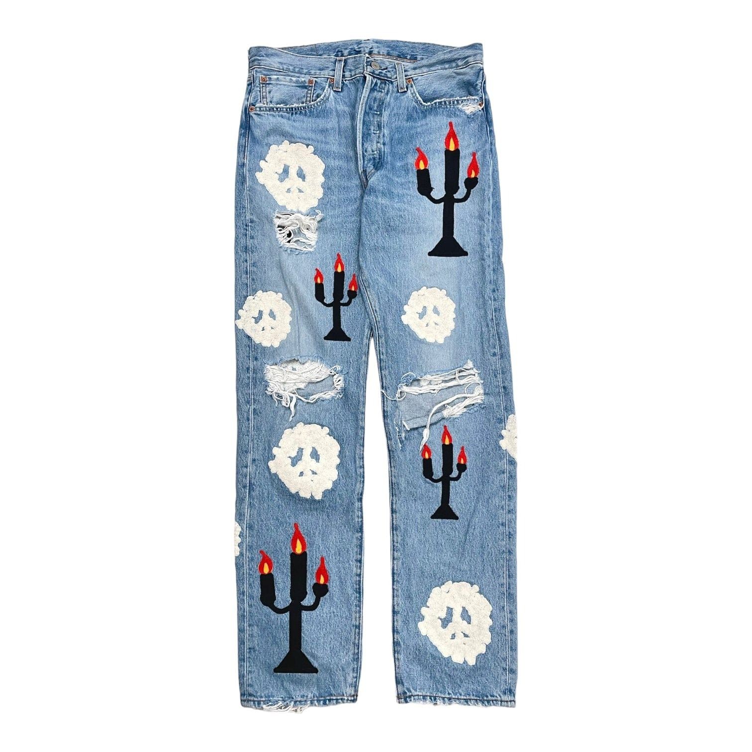 image of Denim Tears X Virgil Abloh "message In A Tear" Jeans in Blue, Men's (Size 33)