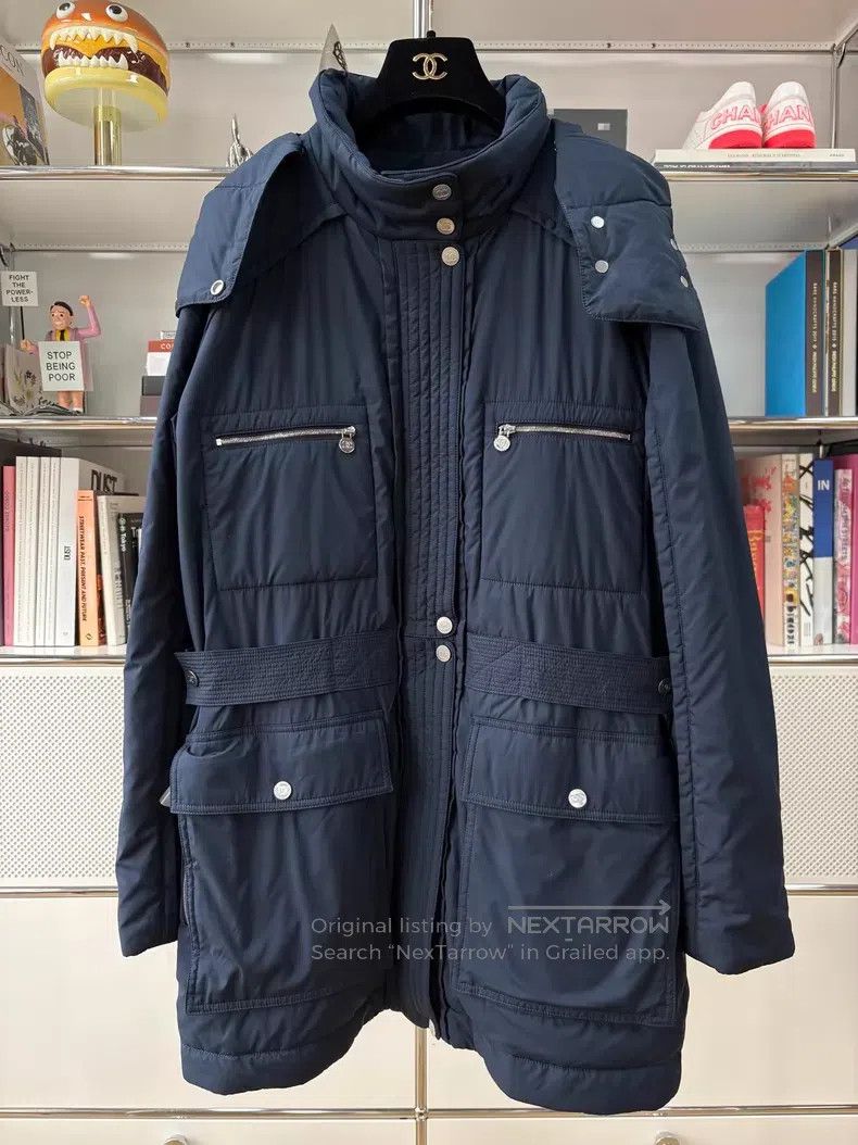Chanel Dark blue stand-up collar four-pocket hooded cotton