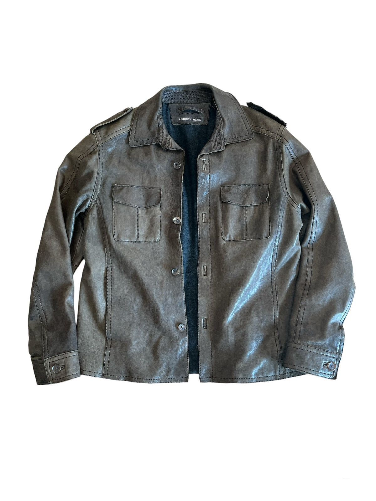 Andrew Marc × Vintage Brown Leather Car Jacket Size US L / EU 52-54 / 3 - 1 Thumbnail