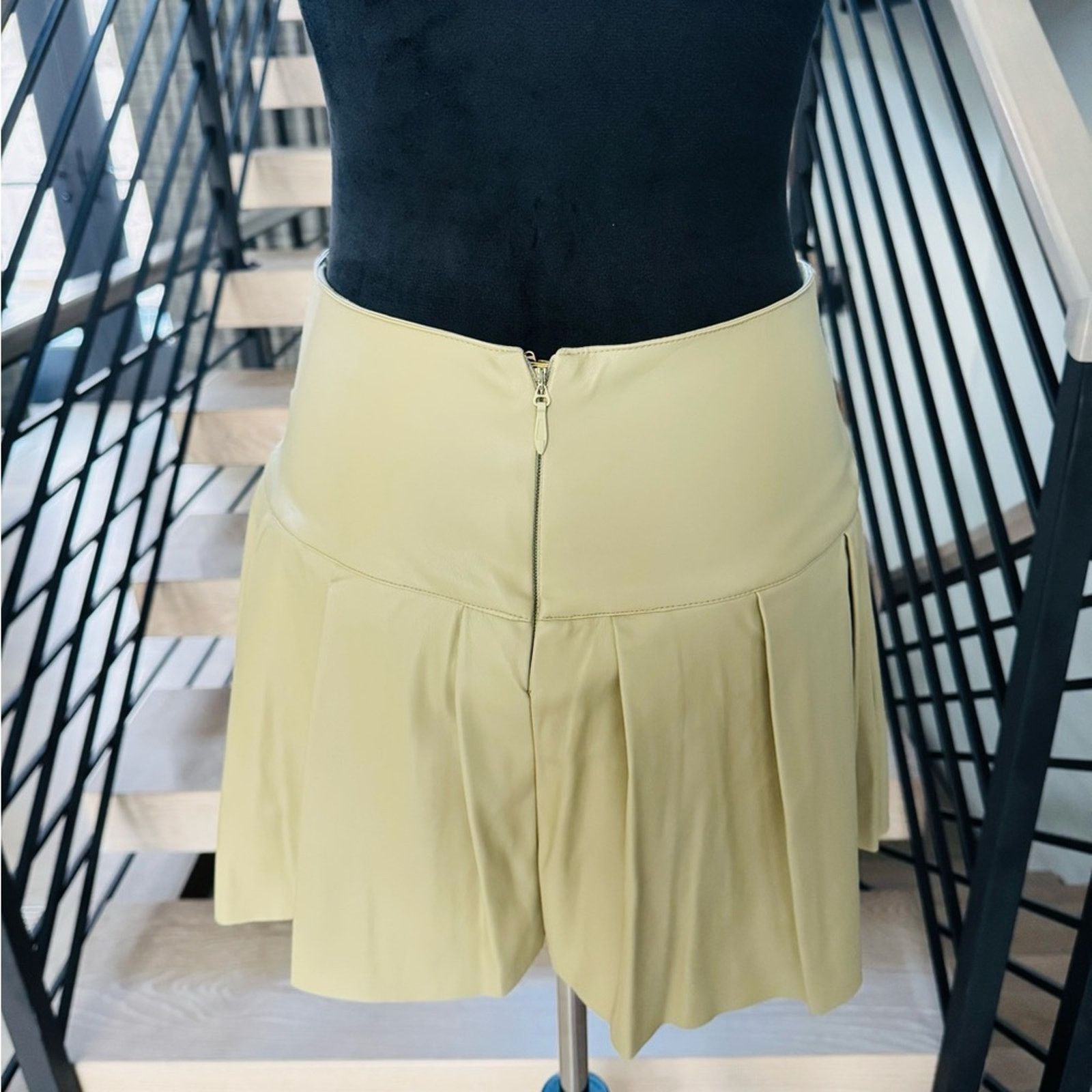 WeWoreWhat New Faux Leather Pleated Skirt with Buckle Accents size S Size 27" / US 4 / IT 40 - 9 Thumbnail