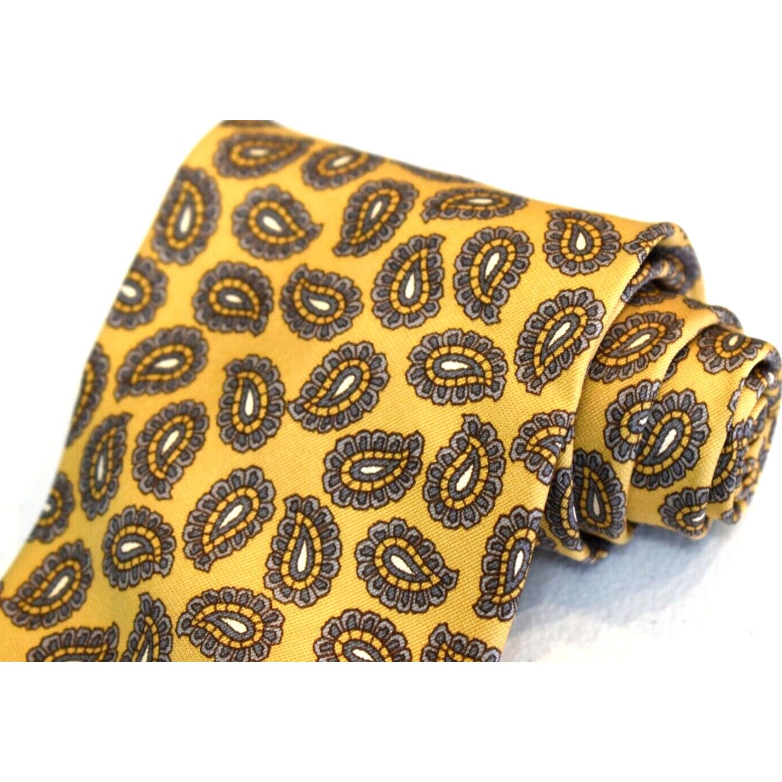 Ermenegildo Zegna Ermenegildo Zegna Silk Necktie Paisley Gold 58" x 3.5" Men Ties Classic 100% Silk Made In Italy Mens Size ONE SIZE - 2 Thumbnail