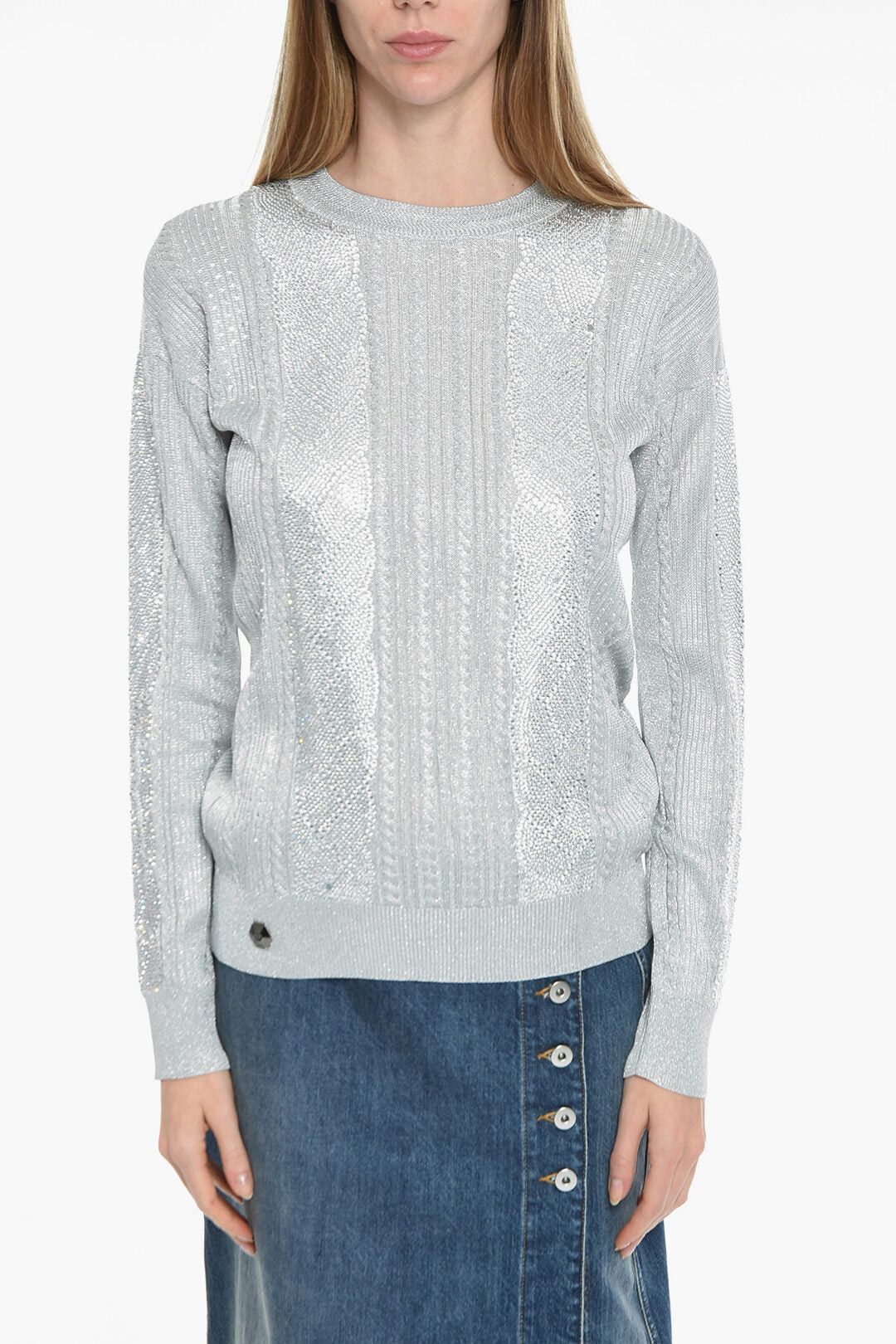 Philipp Plein Round-Neck Long-Sleeve Crystal Pullover Size S / US 4 / IT 40 - 1 Thumbnail