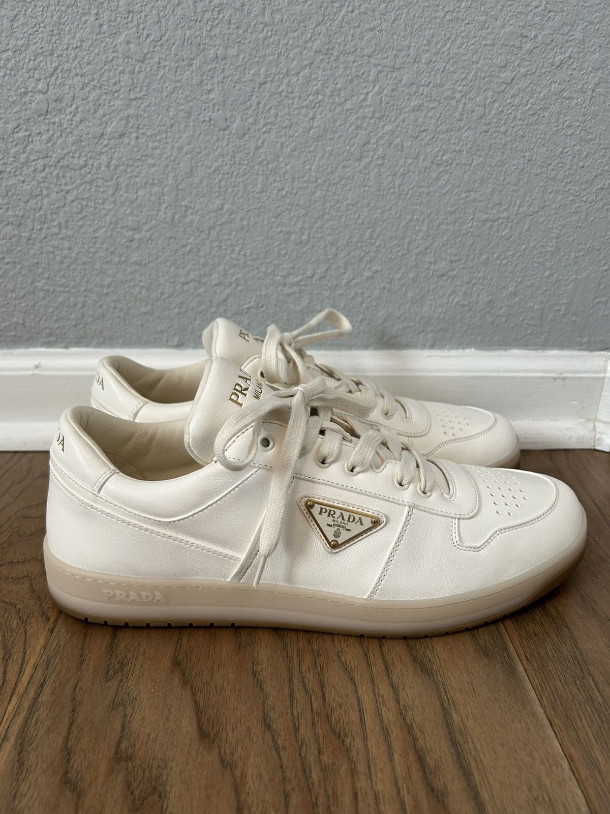 Prada Two-Tone Leather Downtown Sneakers | Grailed