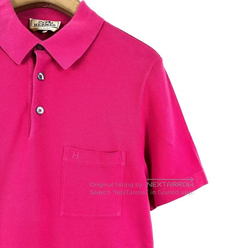 Hermes Hermes Rose pink pocket embroidery letter short-sleeved po Size S / US 4 / IT 40 - 4 Thumbnail