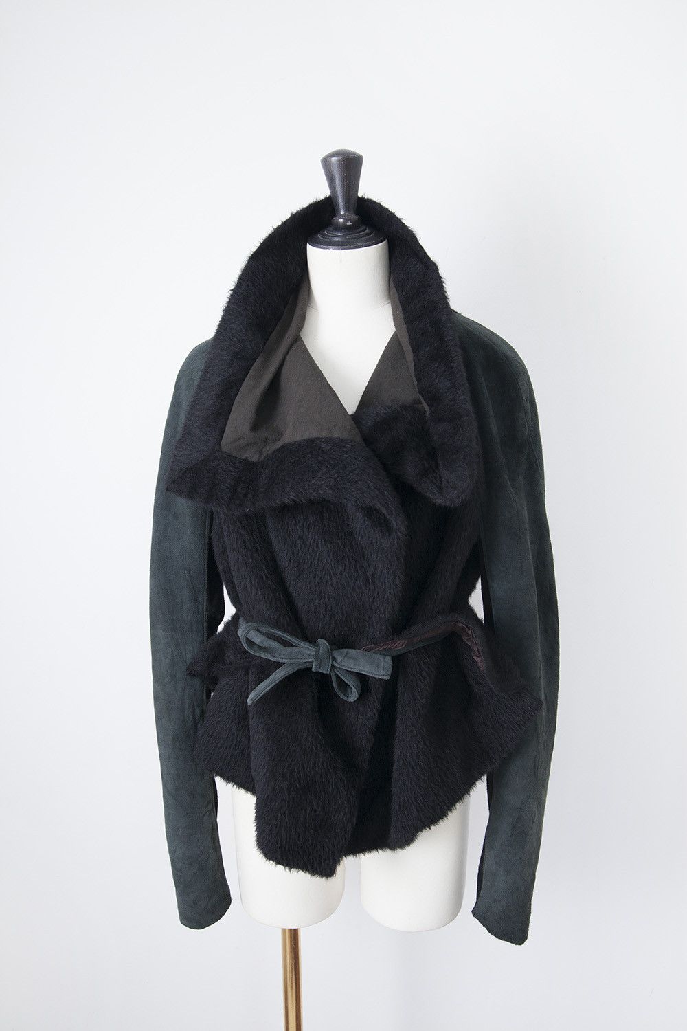 Rick Owens Leather & alpaca jacket Size S / US 4 / IT 40 - 1 Thumbnail