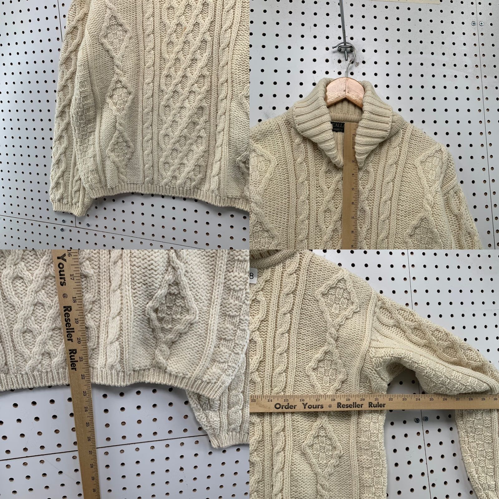 Vintage VINTAGE Callan Country Collection Sweater L Cream 90s Merino Wool Aran Knit Size L / US 10 / IT 46 - 8 Thumbnail