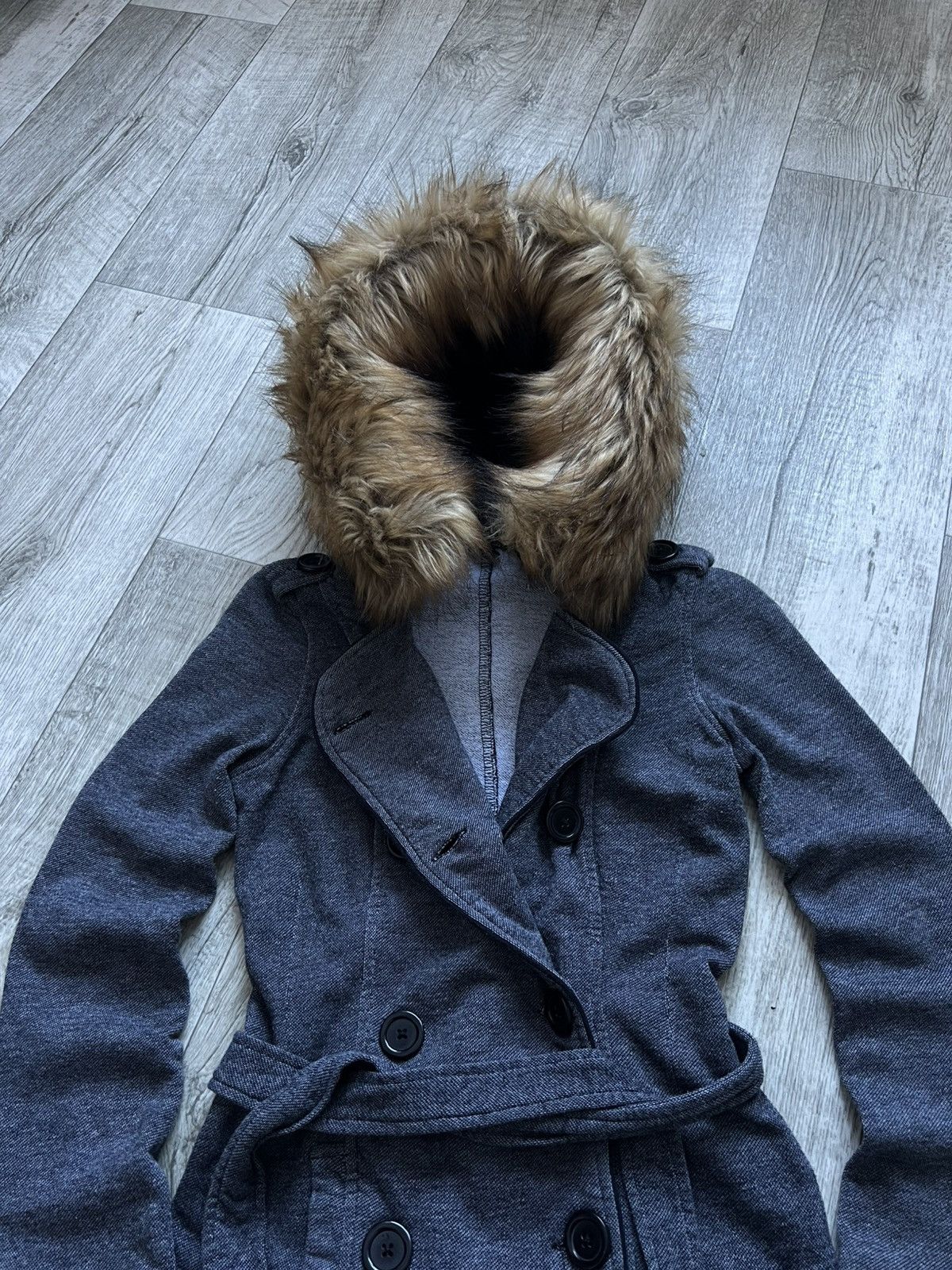 Hysteric Glamour OOs Napoleon Faux Fur Checkered Military Jacket Balmain Vibe Size XS / US 0-2 / IT 36-38 - 4 Thumbnail