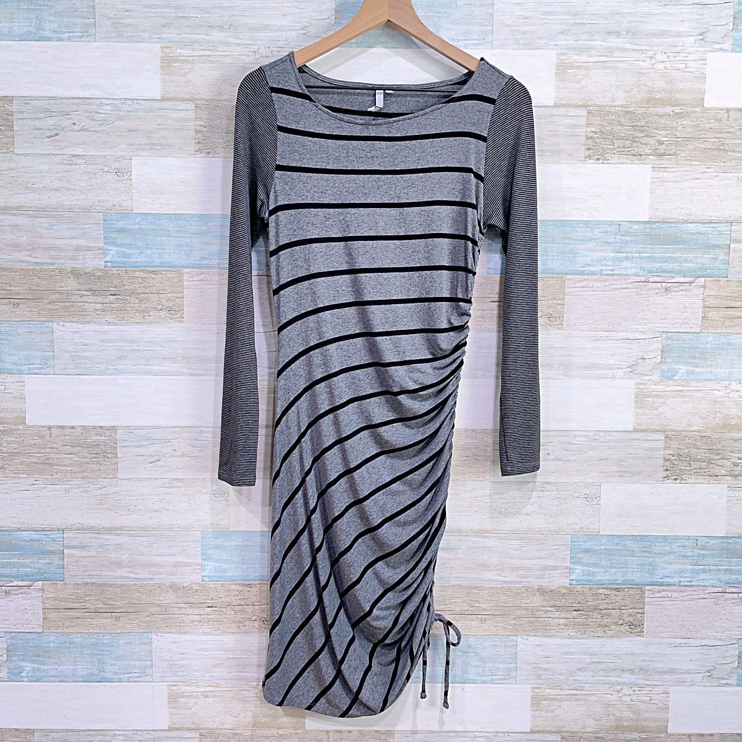 Other Michael Stars Striped Side Ruched T Shirt Dress Gray Black M Size M / US 6-8 / IT 42-44 - 1 Thumbnail