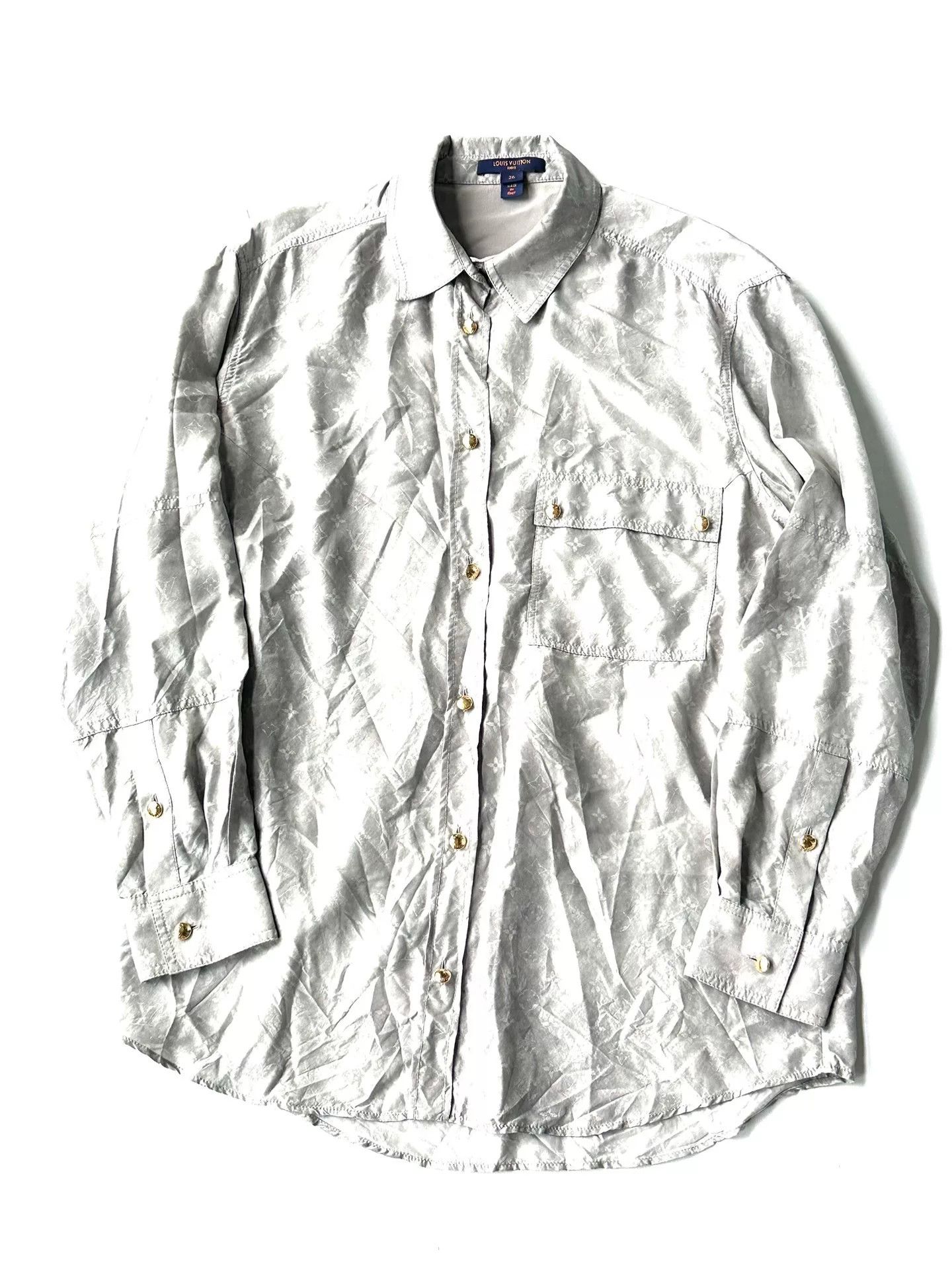 Louis Vuitton LV Show Collection Full Logo Silk Shirt Size XS / US 0-2 / IT 36-38 - 1 Thumbnail