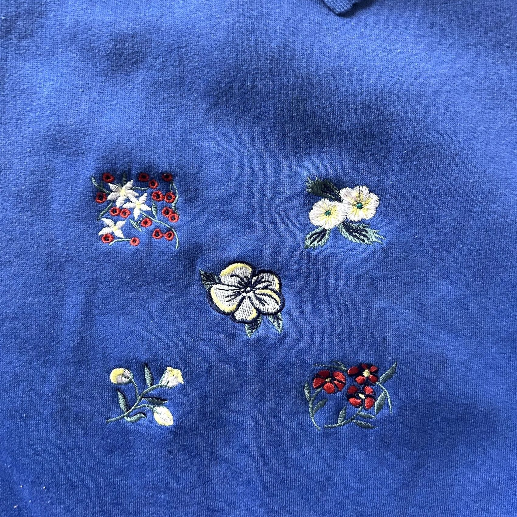 Vintage VINTAGE Triples Sweater Womens Medium Blue Collared Embroidered Floral Fleece Welcome to Cottagecore - Size M / US 6-8 / IT 42-44 - 2 Thumbnail