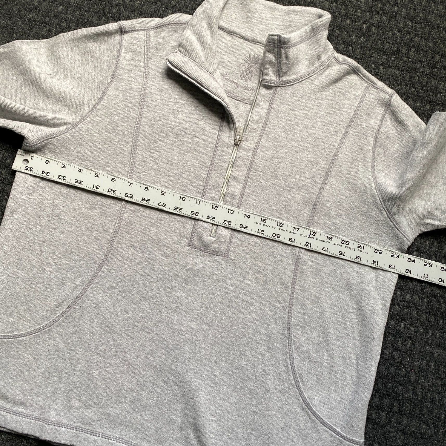 Tommy Bahama Tommy Bahama Mens Pullover Sweater 1/4 Zip Gray XL Long Sleeve Mock Neck Embroidered Logo Zipper Casual Knit Cotton Shirt Size US XL / EU 56 / 4 - 5 Thumbnail
