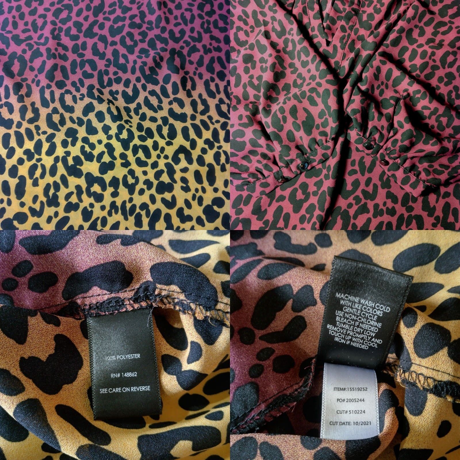 Torrid Torrid Blouse Leopard Cat Print Tie Neck Balloon Sleeve Plus Size 1 Multicolor Crepe Polyester Women Shirt Size XS / US 0-2 / IT 36-38 - 8 Thumbnail