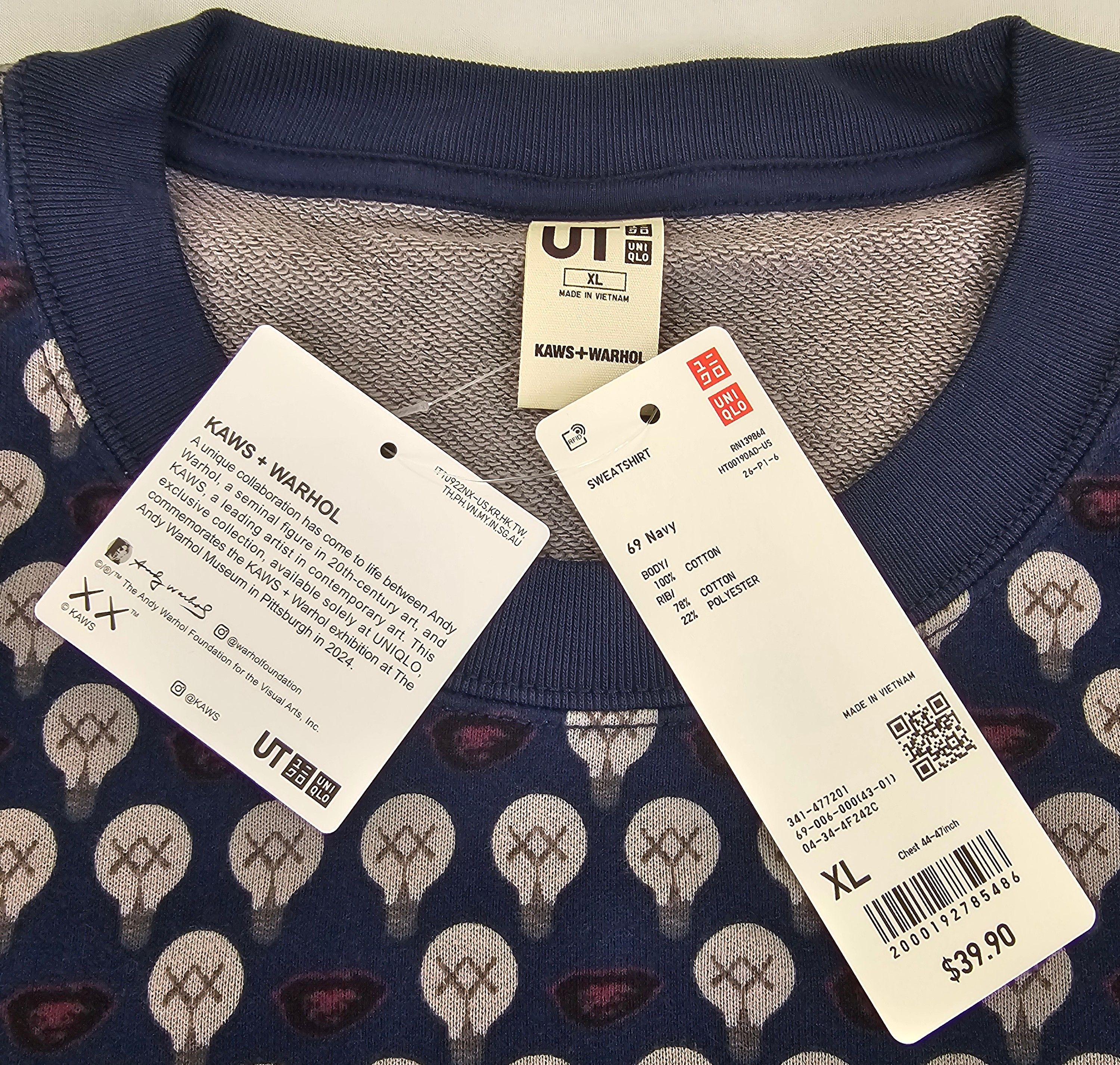 Andy Warhol × Kaws × Uniqlo Kaws Andy Warhol Uniqlo Sweatshirt Men's (USA Exclusive) Size US XL / EU 56 / 4 - 4 Thumbnail