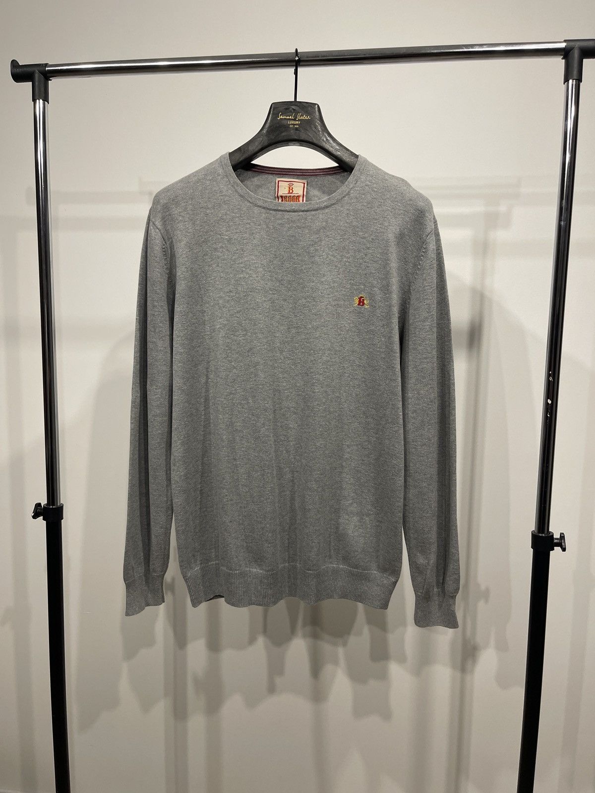 Baracuta Baracuta Luxury Mid-Grey Marl Cotton Knit Crewneck Sweater L Size US L / EU 52-54 / 3 - 1 Thumbnail