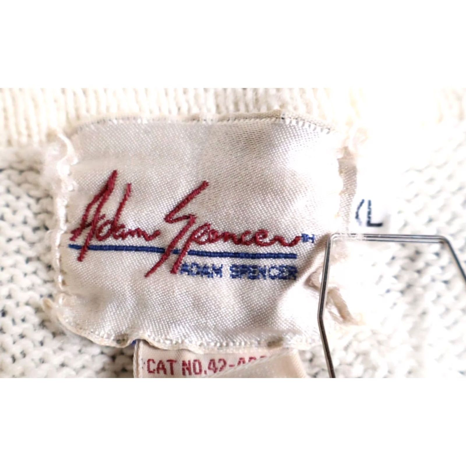 Vintage VINTAGE Adam Spencer Polo Shirt Men 90s Knit Diamond Pattern White Blue Medium Short Sleeve Cotton Ramie Size US M / EU 48-50 / 2 - 4 Thumbnail