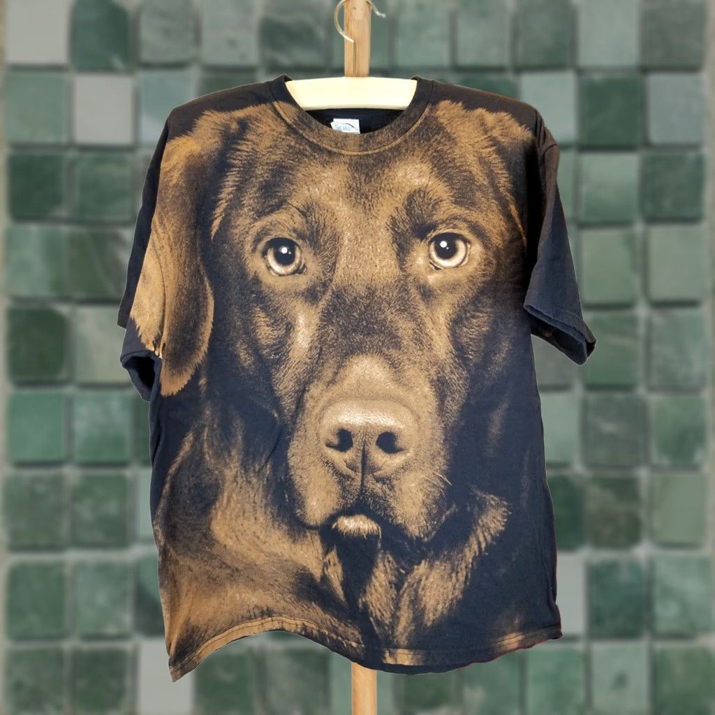 Delta VINTAGE 90' LABRADOR BIG FACE ALL OVER PRINT BLACK COTTON T-SHIRT XLARGE T-Shirt Men Delta 80s 90s Logo Short Sleeve Crew Neck Cotton Black XL Mens Size US XL / EU 56 / 4 - 1 Thumbnail
