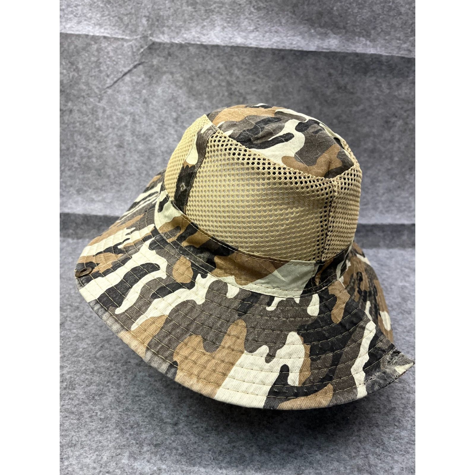 Vintage Camouflage Boonie Hat Adult One Size Beige Camo Polyester Fish Hike Camp Size ONE SIZE - 5 Thumbnail
