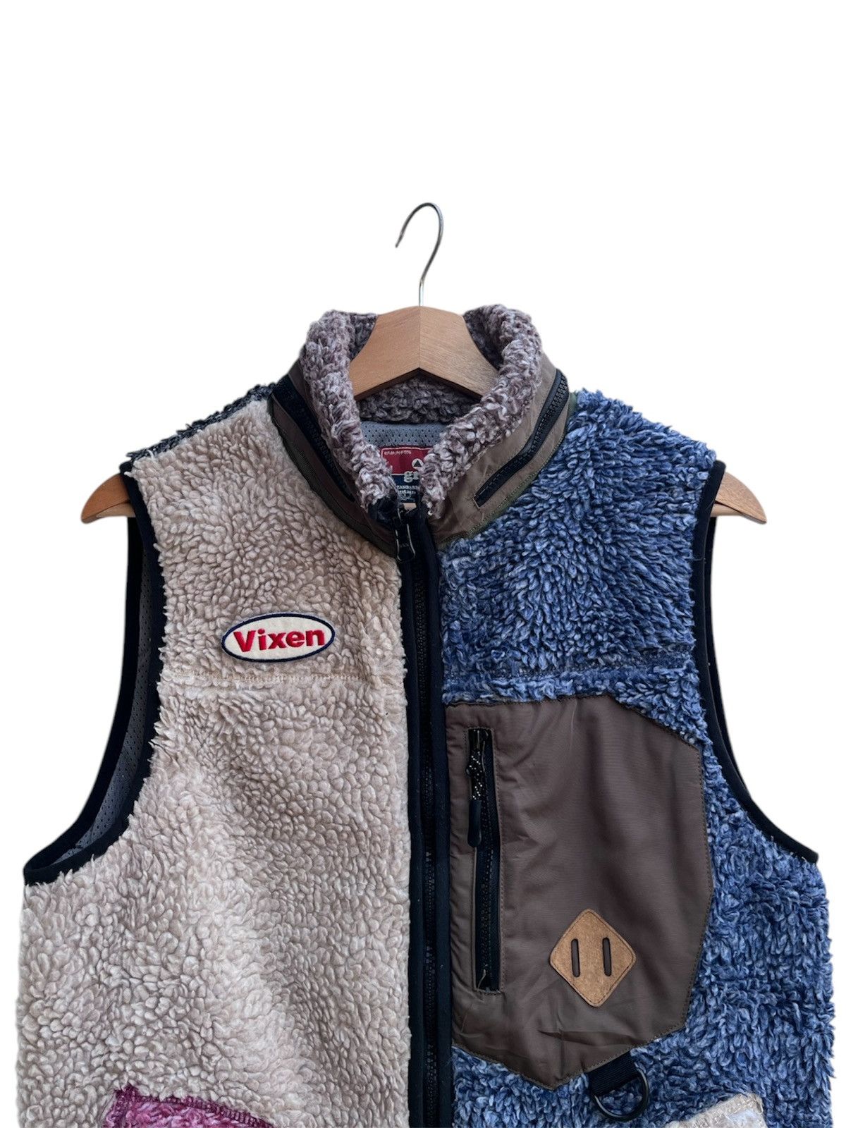 GRN Grn Tokyo Patchwork Design Deep Pile Fleece Vest Size US M / EU 48-50 / 2 - 5 Thumbnail