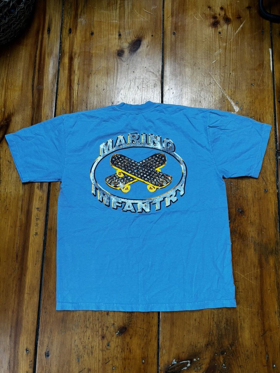 Marino Infantry Marino infantry blue grey logo tee shirt Size US XL / EU 56 / 4 - 4 Thumbnail