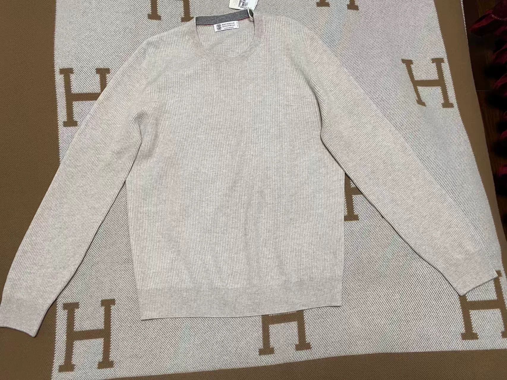 Brunello Cucinelli Brunello Cucinelli Oatmeal Cashmere Sweater Size US XL / EU 56 / 4 - 1 Thumbnail