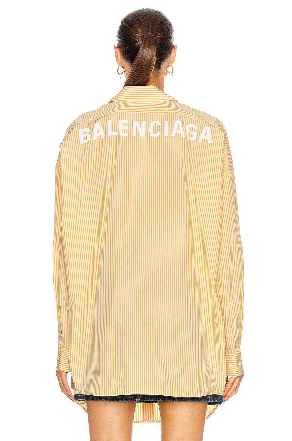 Balenciaga o1s1wg111124 Cocoon Swing Shirt in Yellow/White Size XS / US 0-2 / IT 36-38 - 1 Thumbnail