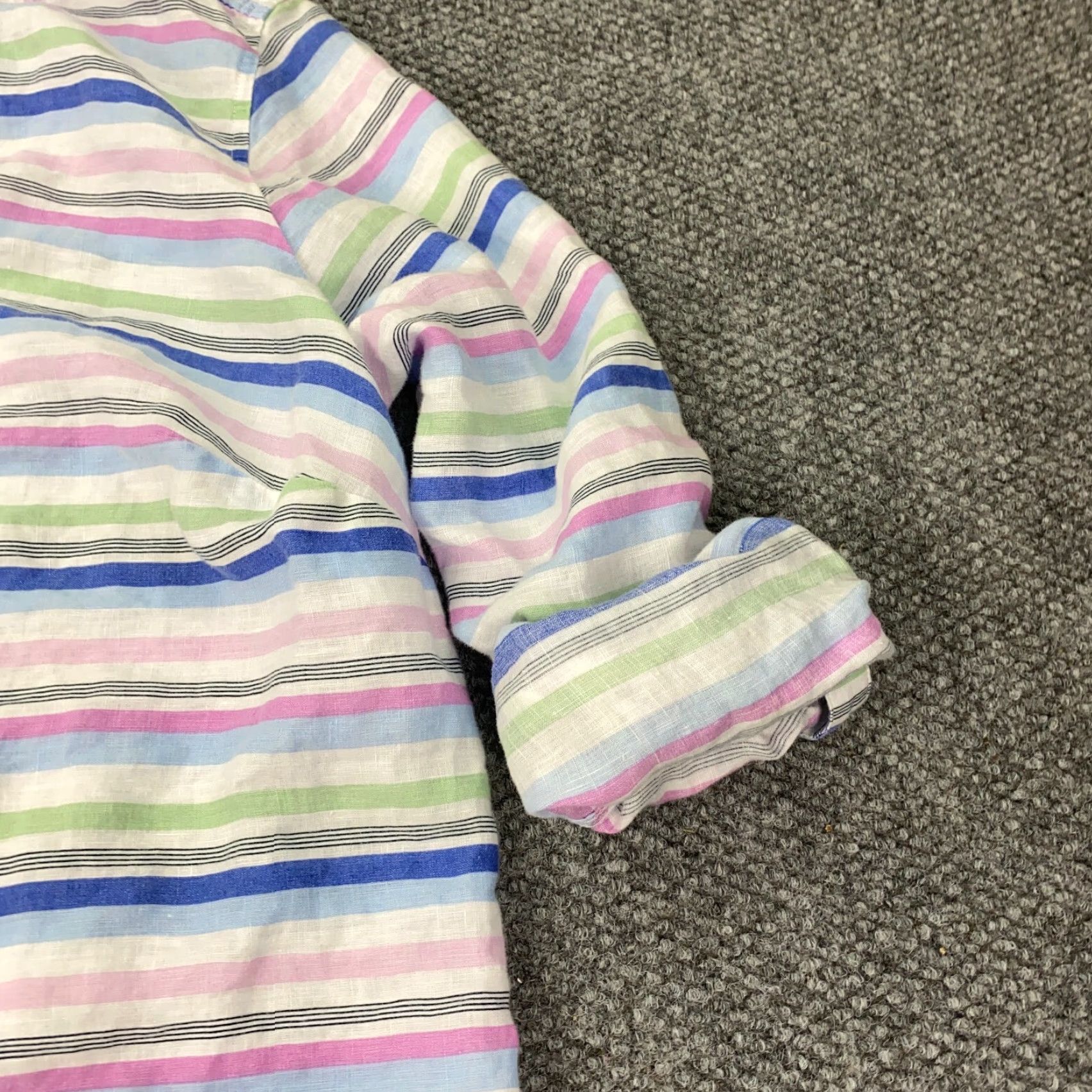 Talbots Talbots Linen Shirt Women 2X Pink Henley Striped Roll Tab 3/4 Sleeve Tunic Blouse | Plus Size | Linen Shirt Women Talbots Size XXL / US 16-18 / IT 52-54 - 2 Thumbnail