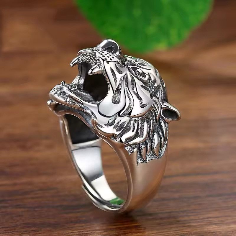 Jewelry Tiger Head Animal Adjustable Ring Size ONE SIZE - 2 Thumbnail