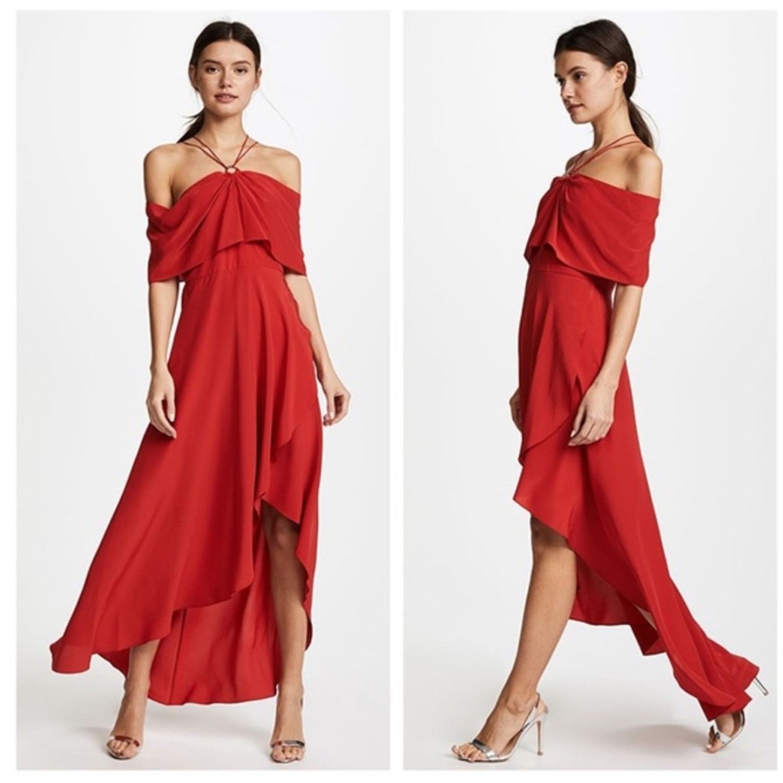 Yigal Azrouel Yigal Azrouel Red Cold Shoulder Maxi Dress sz 8 Size M / US 6-8 / IT 42-44 - 1 Thumbnail