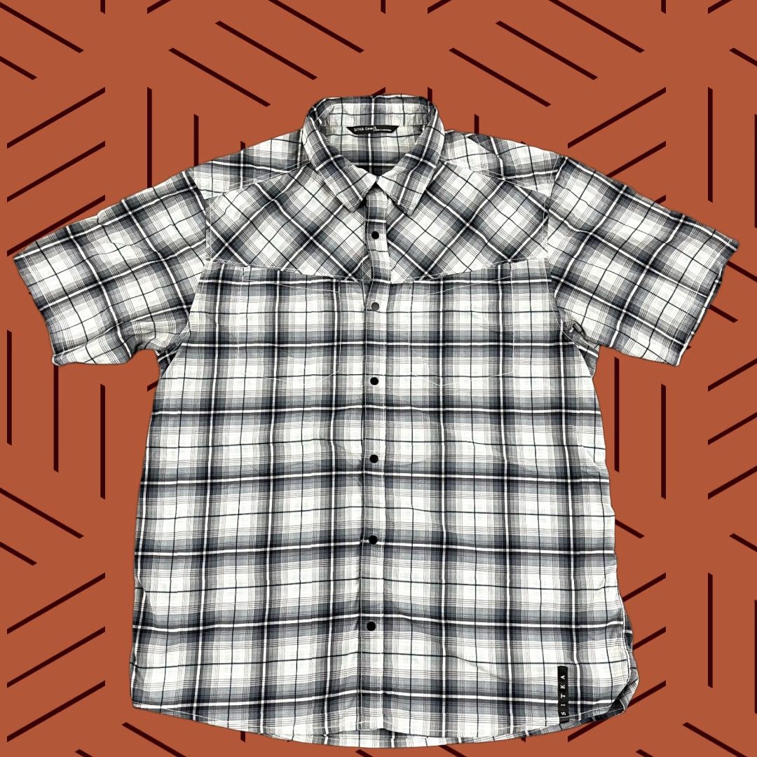 SITKA SITKA Gear Shirt Mens Large Blue Plaid Open Range Snap Up Hunting Short Sleeve Shirt Size US L / EU 52-54 / 3 - 1 Thumbnail